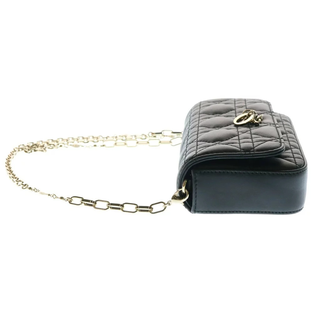 DIOR Lady Phone Clutch Shoulder Bag Chain Black Lambskin - Picture 3 of 6